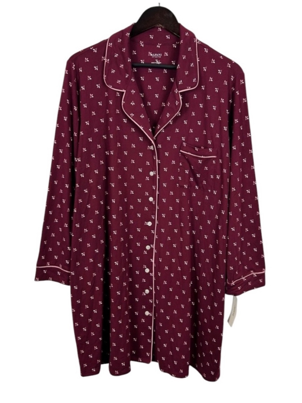 Alfani Long Sleeve Notch Collar Sleepshirt Women's Size 1X Petal Stamp